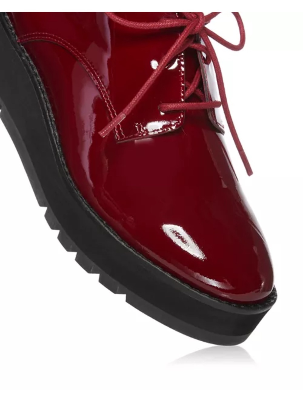 Eileen Fisher Bordeaux Patent Platform Oxford Loafers Size 5 NWOT burgundy - Picture 9 of 9